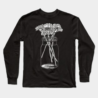 Zinnia Flowers in a Mason Canning Jar Long Sleeve T-Shirt